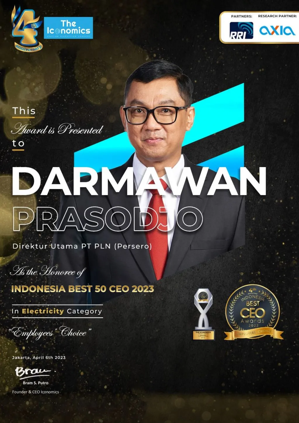 Direktur Utama PLN Jadi Indonesia Best 50 CEO di Tahun 2023