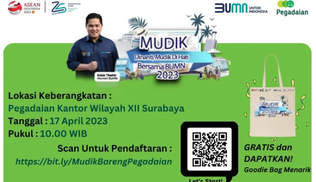 Mudik Gratis Pegadaian Kanwil XII Surabaya, Buruan Daftar