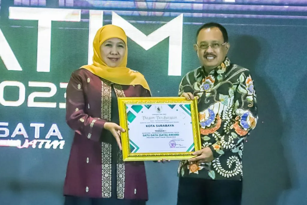 Surabaya Terbaik ke-1 dalam SATA Award Provinsi Jatim 2023 Kategori Kota/Kabupaten