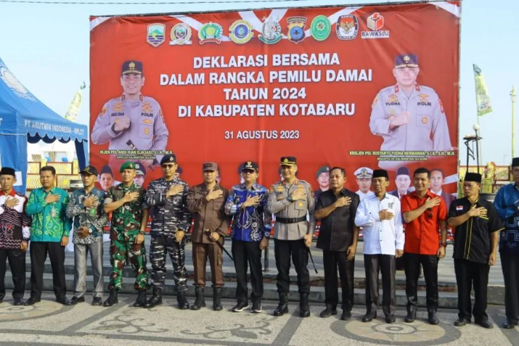 Polres Kotabaru Gelar Deklarasi dan Simulasi Penanganan Kerusuhan Pemilu 2024