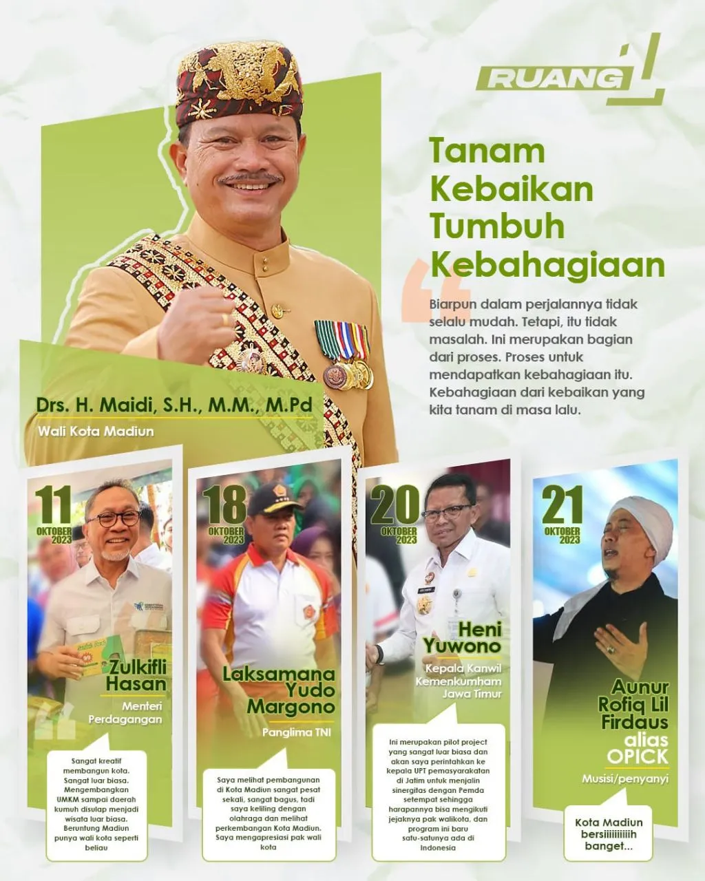 Ruang Satu Kota Madiun, Tanam Kebaikan Tumbuh Kebahagiaan