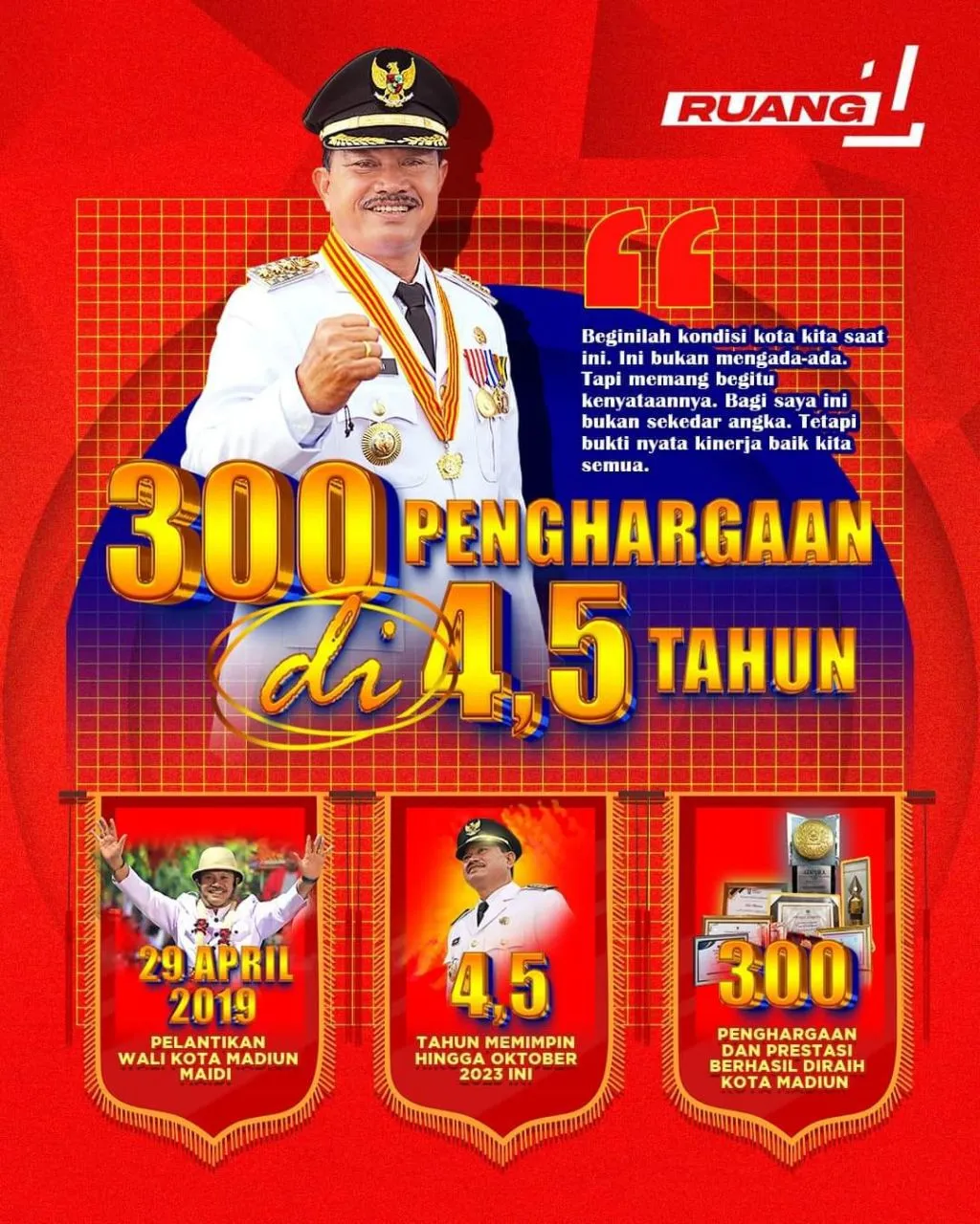Ruang Satu Kota Madiun, 300 Penghargaan di 4,5 Tahun