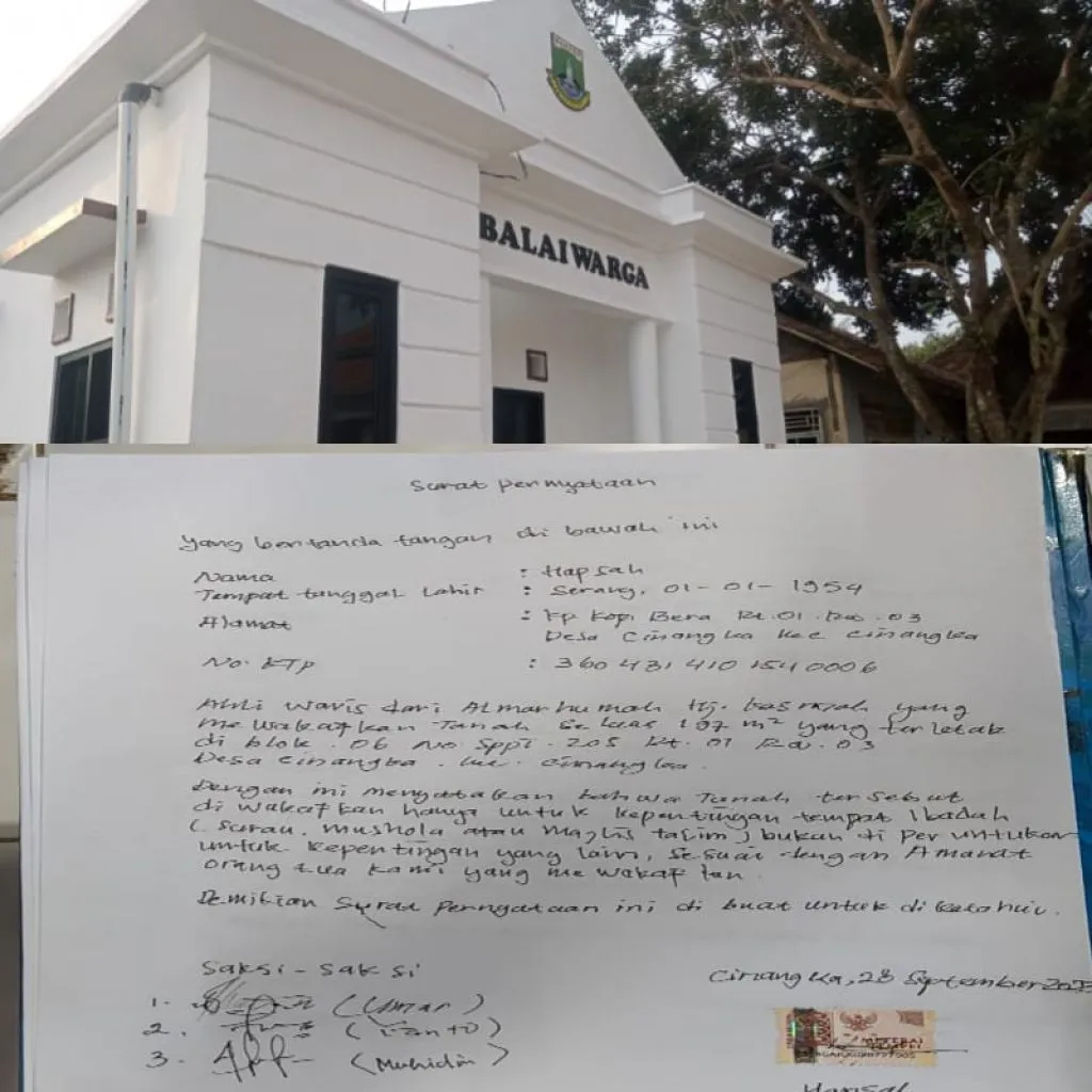 Balai Warga Desa Cinangka yang dibangun di atas tanah waqaf. Foto: fauzi