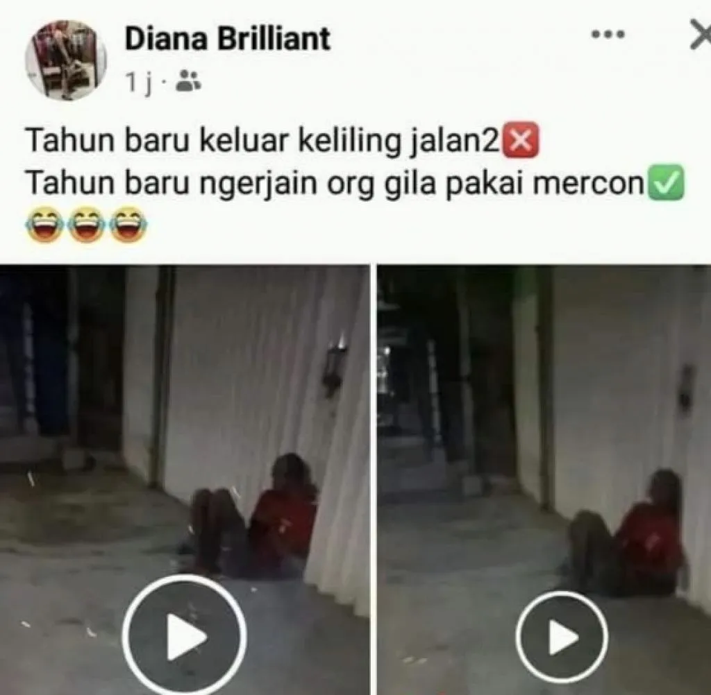Viral! Wanita di Medan Tega Lempar Petasan ke ODGJ saat Tahun Baru