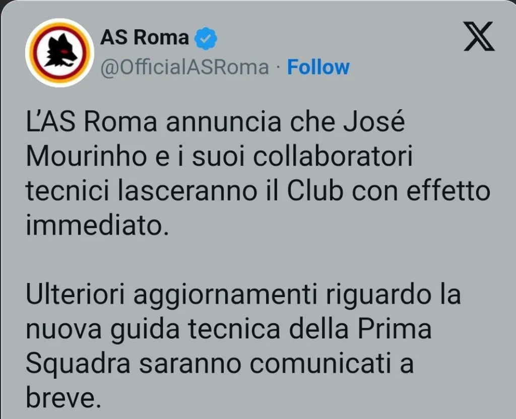 AS Roma Pecat Jose Mourinho