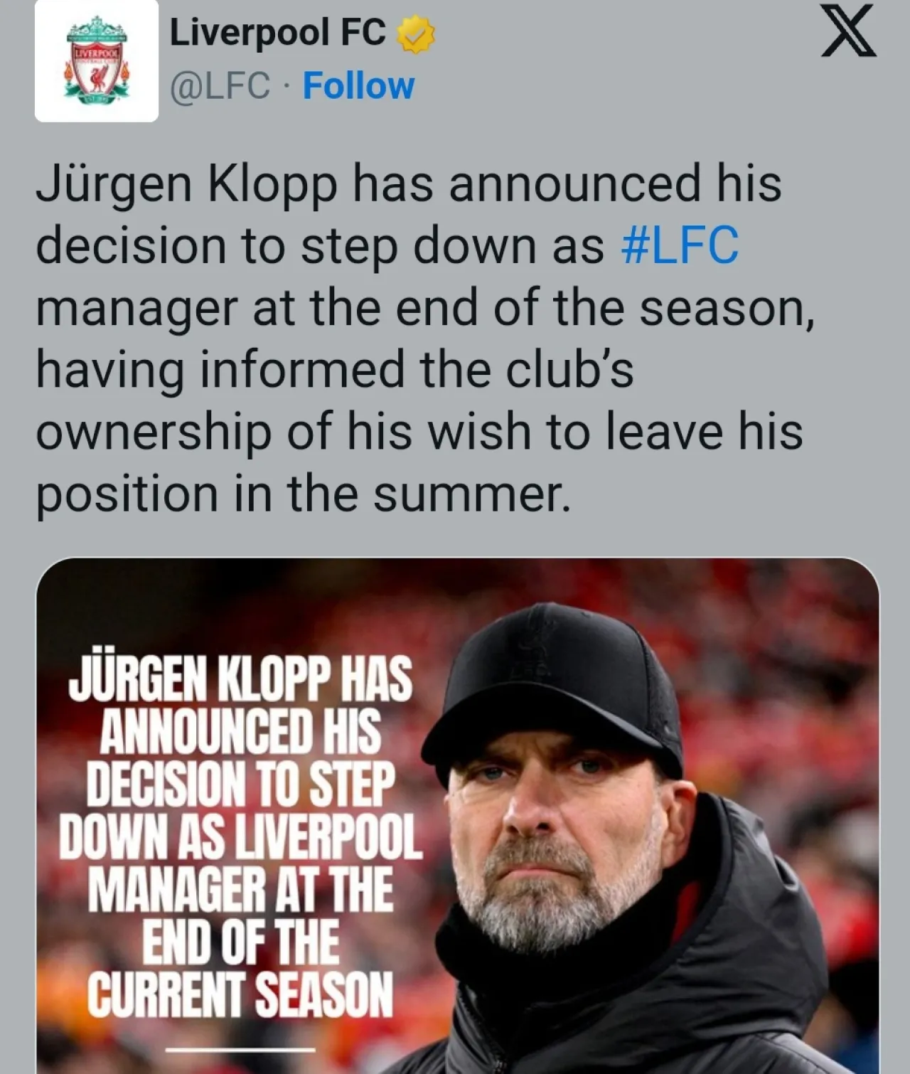 Juergen Klopp Bakal Hengkang dari Liverpool Akhir Musim Ini