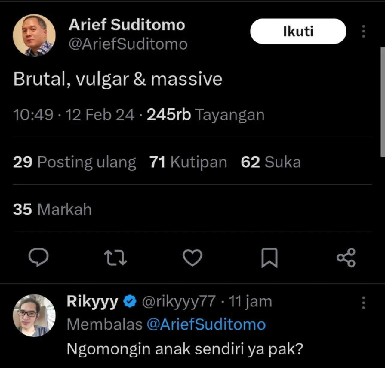 Tak cuma Anak Vincent Rompies, Anak dari Arief Suditomo juga Ikut Me-Bully