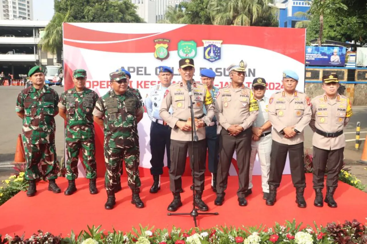 Sejumlah personil gabungan setelah Apel Gelar Pasukan Keselamatan Jaya 2024. Foto: humas