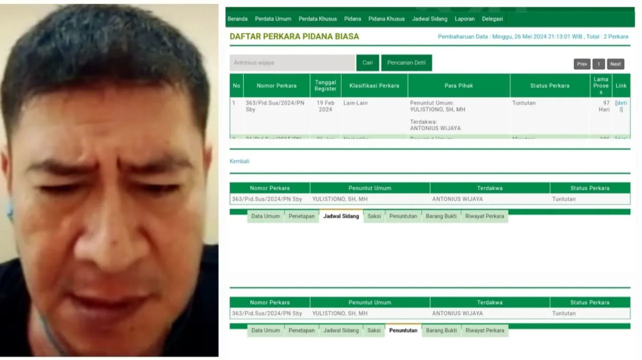 Perkara TPPU Dengan Terdakwa Antonius Wijaya Agenda Sidang Tak Terbaca di SIPP PN Surabaya