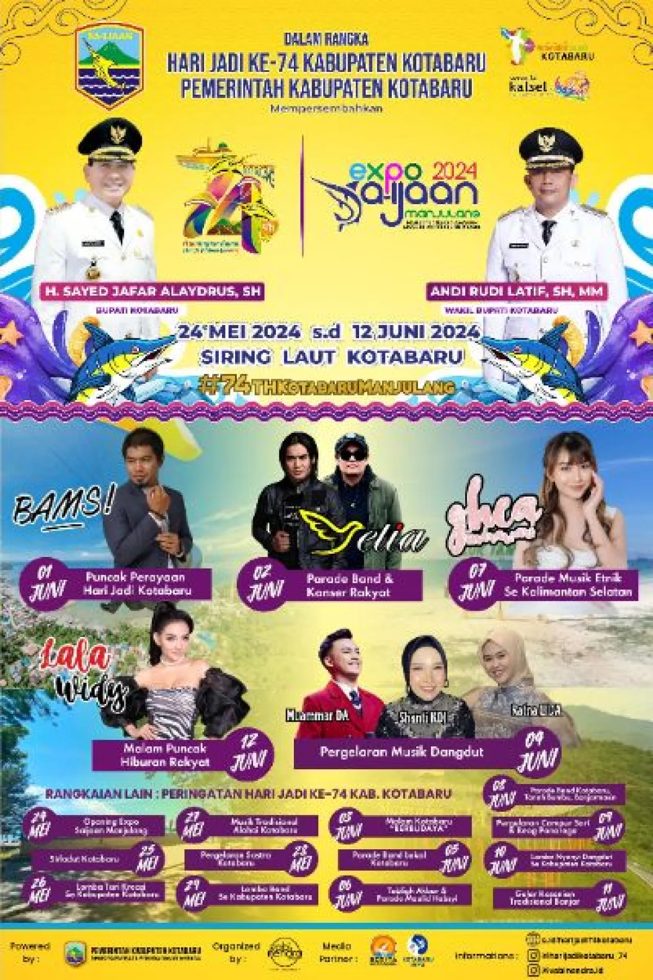Meriahkan Hari Jadi Kotabaru ke- 74, Pemerintah Daerah Datangkan Artis Ibukota