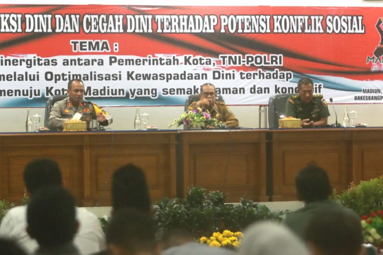 Cegah Konflik Sosial, Pemkot Madiun Gelar Rakor Bersama TNI-Polri
