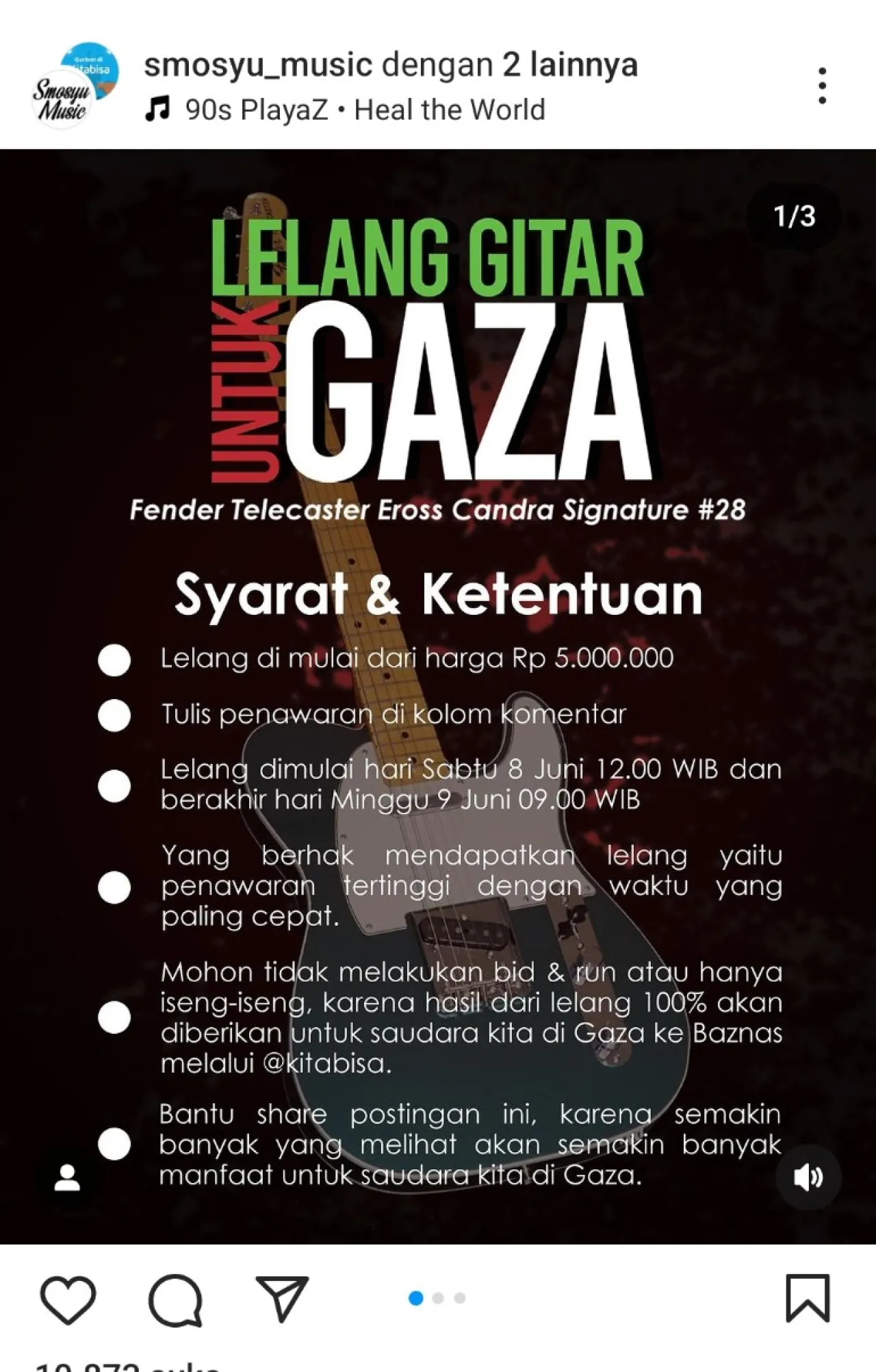 Gitaris Sheila On 7 Eross Candra, Lelang Gitar untuk Gaza