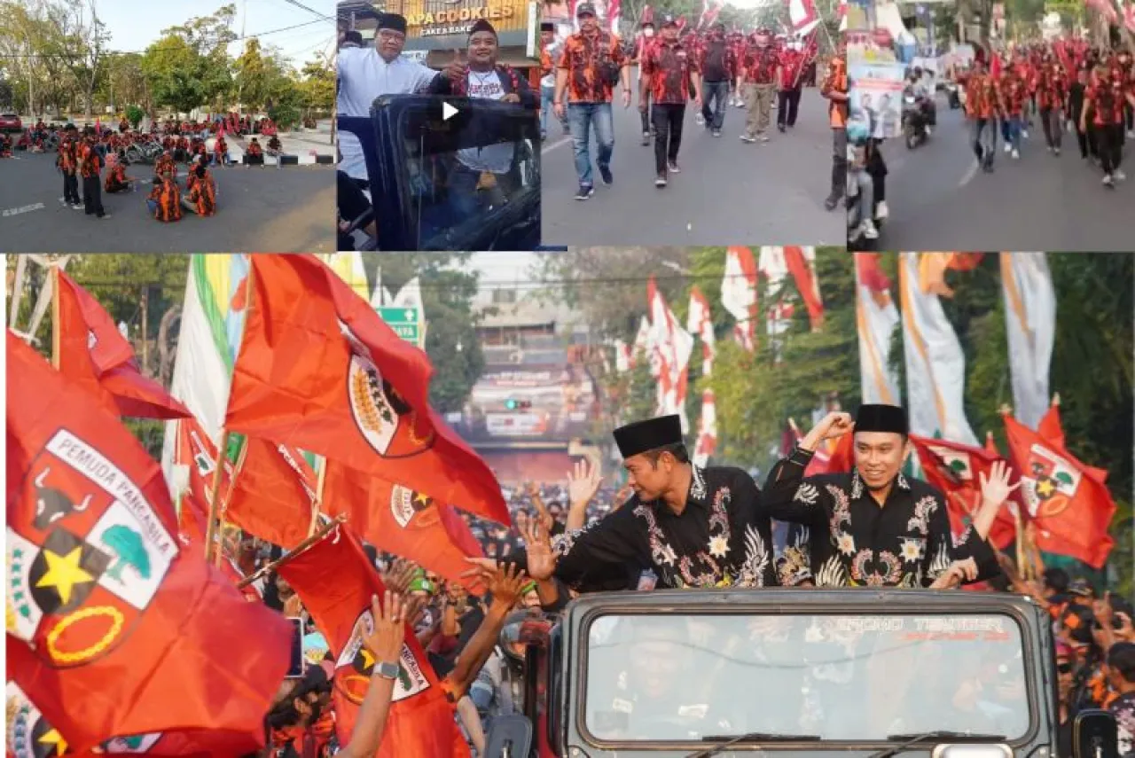 Ratusan Anggota Pemuda Pancasila Lamongan, Antarkan YES - Dirham Daftar ke KPU