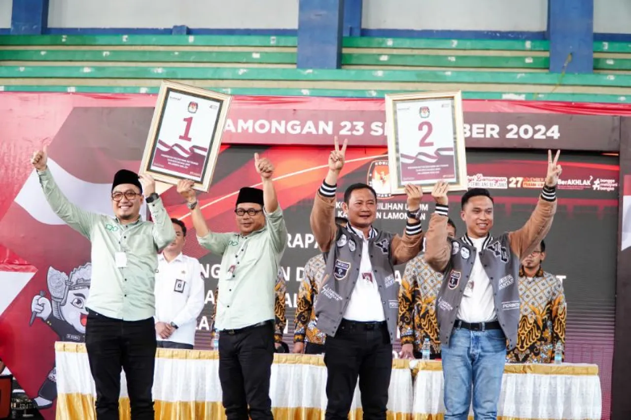 Dua Paslon Bupati dan Wakil Bupati Lamongan Jedul Nomor Urut