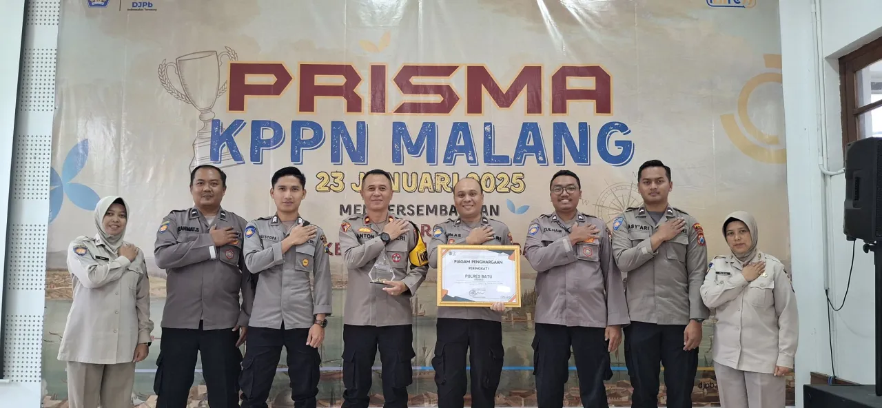 Torehkan Prestasi, Polres Batu Raih Penghargaan Satker Berkinerja Terbaik dari KPPN Malang