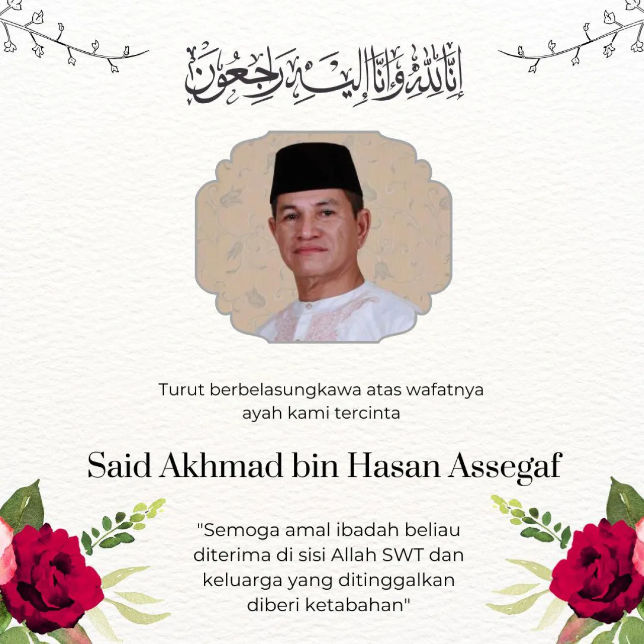 Mantan Sekda Kotabaru, Said Akhmad Assegaf Tutup Usia
