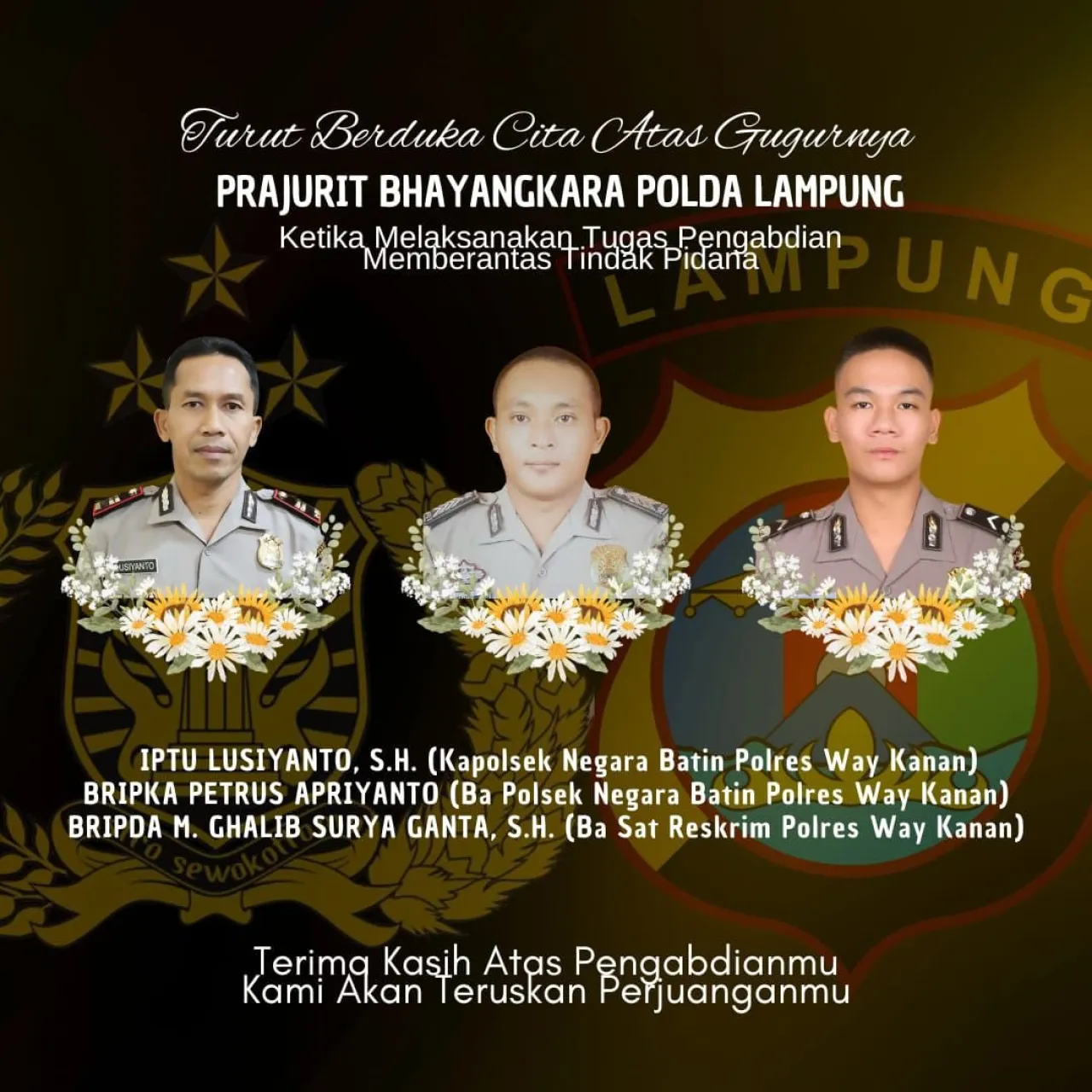 Tiga Anggota Polisi Tewas Ditembak saat Gerebek Arena Judi Sabung Ayam di Lampung