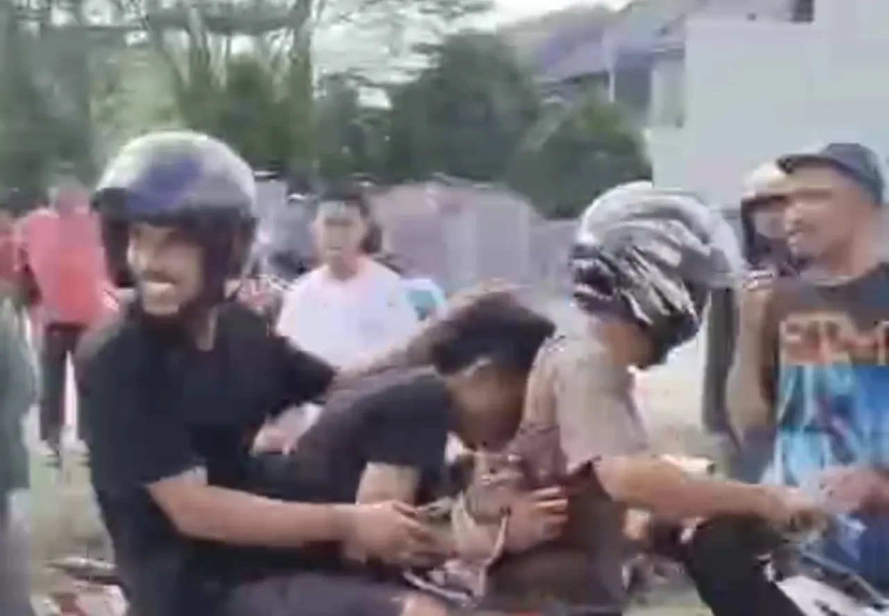 Kepergok Warga, Maling Motor Jadi Sansak Hidup