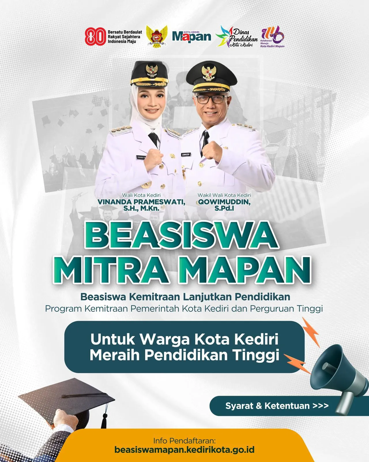 Mbak Wali dan Gus Qowim Hadirkan Beasiswa Mitra MAPAN Bagi Warga Kota Kediri