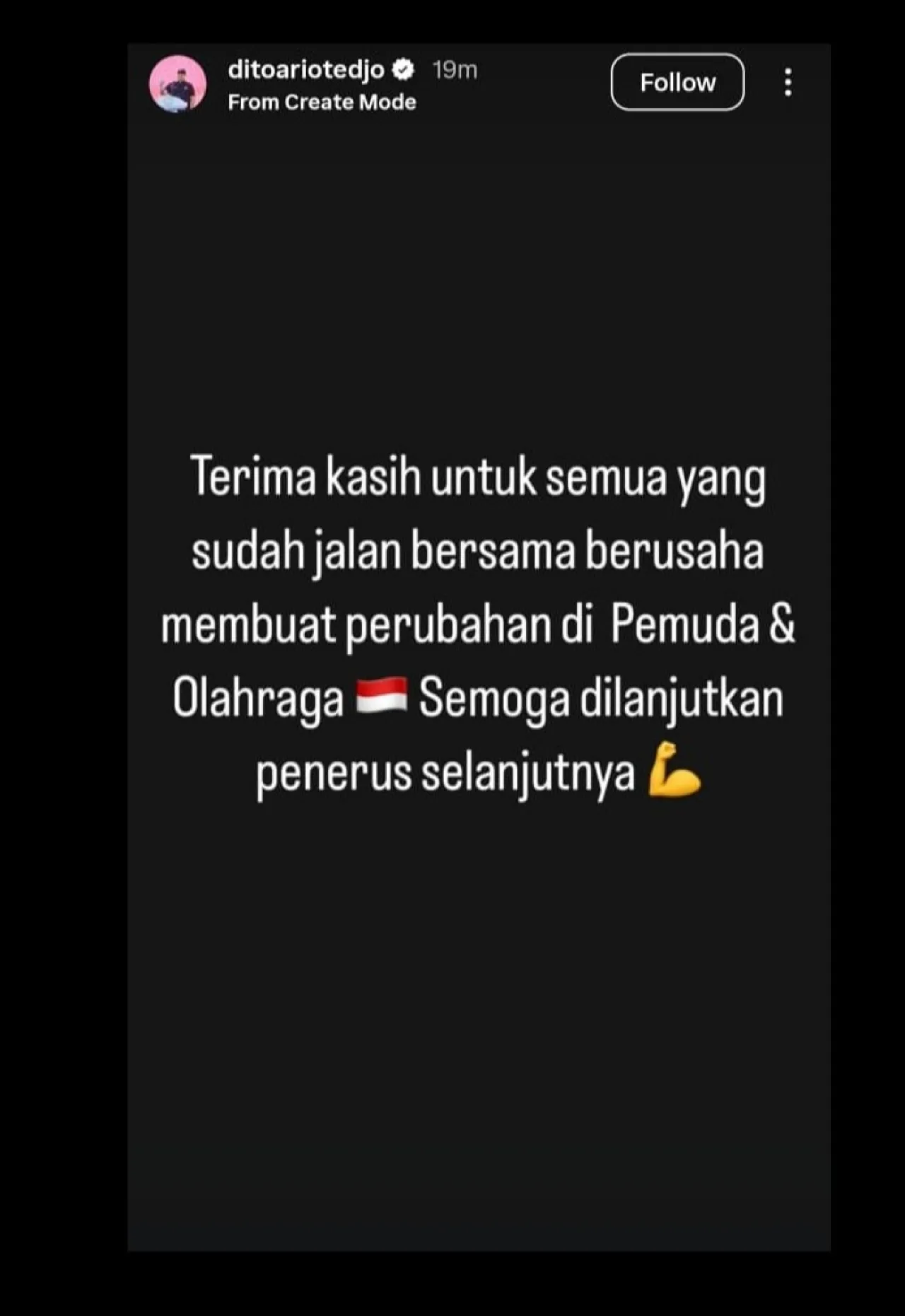 Dicopot Prabowo, Dito: Terima Kasih