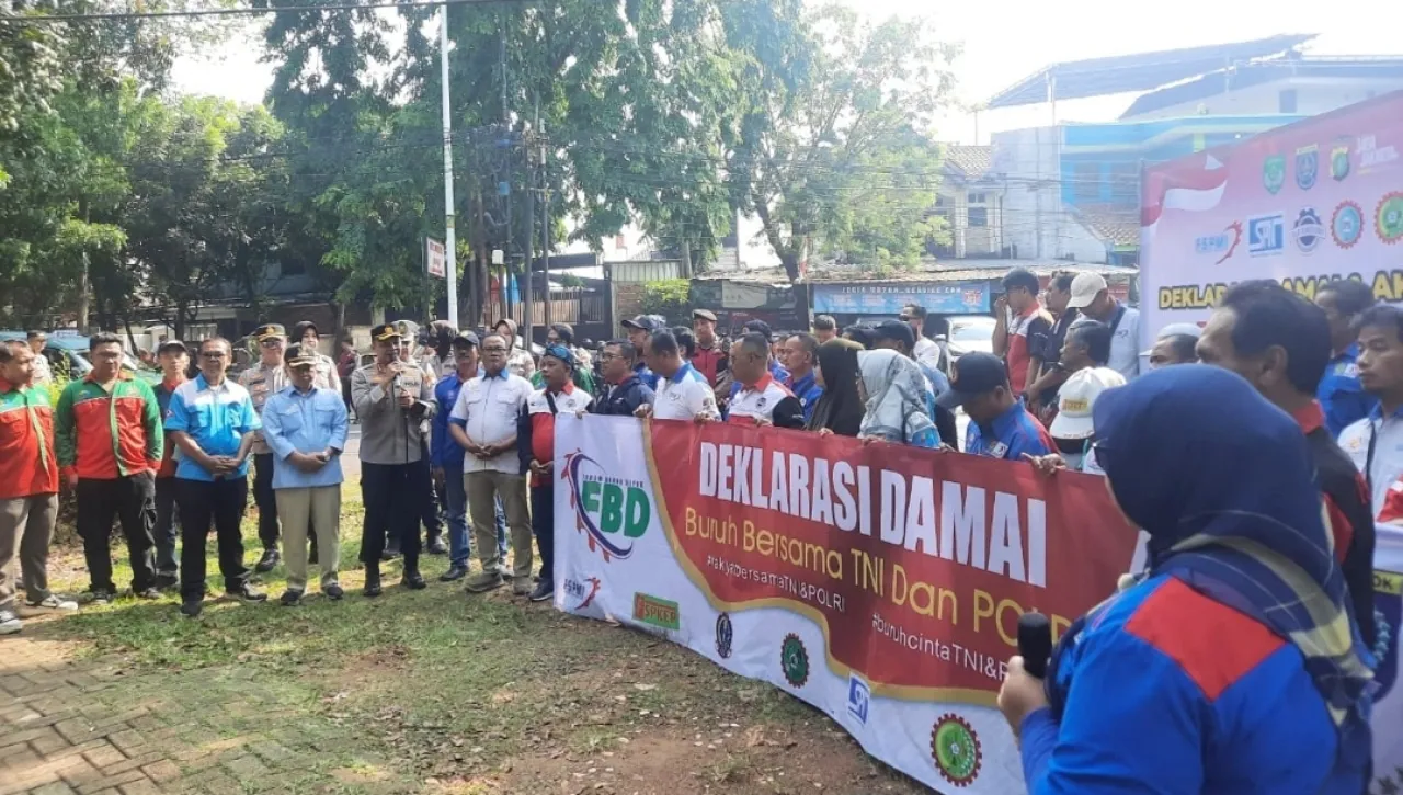 Aksi Damai Buruh Depok Bersama Forkopimda, Jaga Kota Tetap Kondusif dan Aman