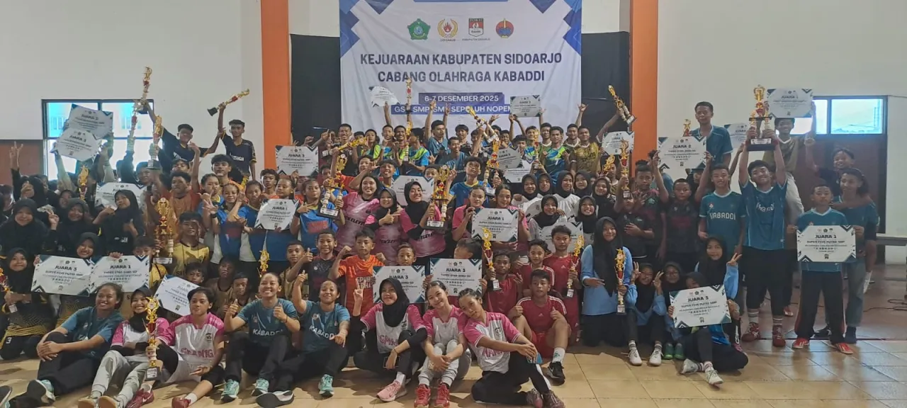 Pengkab Foksi (Federasi Olahraga Kabaddi Seluruh Indonesia) Kabupaten Sidoarjo sukses menggelar Kejurkab Kabaddi Sidoarjo 2025. Foto: Diskominfo