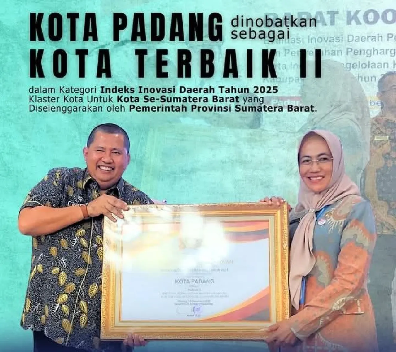Padang Terbaik Kedua Indeks Inovasi Daerah di Sumbar