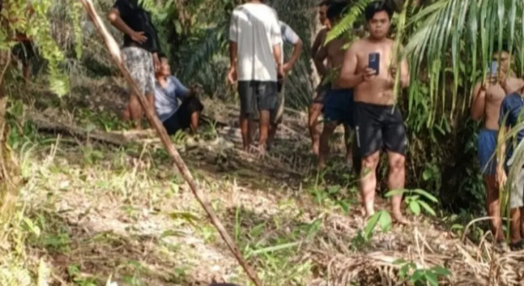 Warga berkerumun di lokasi kejadian. Foto: cok
