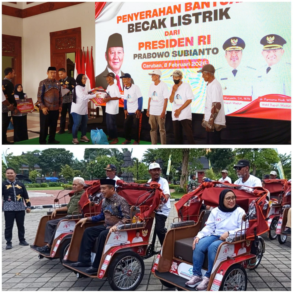 Program Presiden Prabowo, 200 Becak Listrik Disalurkan untuk Tukang Becak Lansia di Madiun