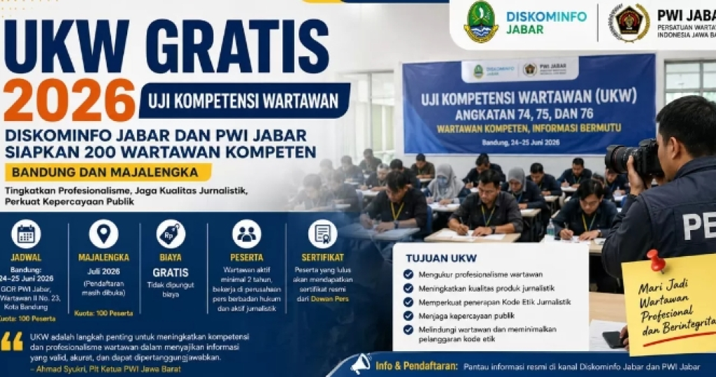 Diskominfo Jabar dan PWI Gelar UKW Angkatan 74-76 Gratis untuk 200 Wartawan