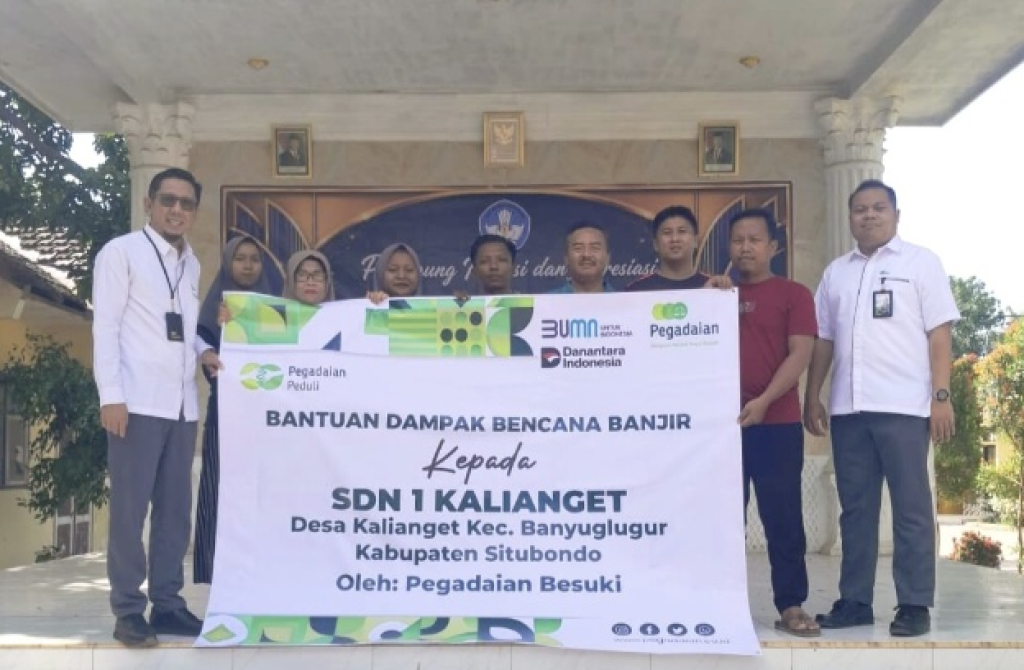 Pegadaian Salurkan Bantuan Bencana Banjir untuk SDN 1 Kalianget Situbondo, Dukung Pemulihan Fasilitas Sekolah