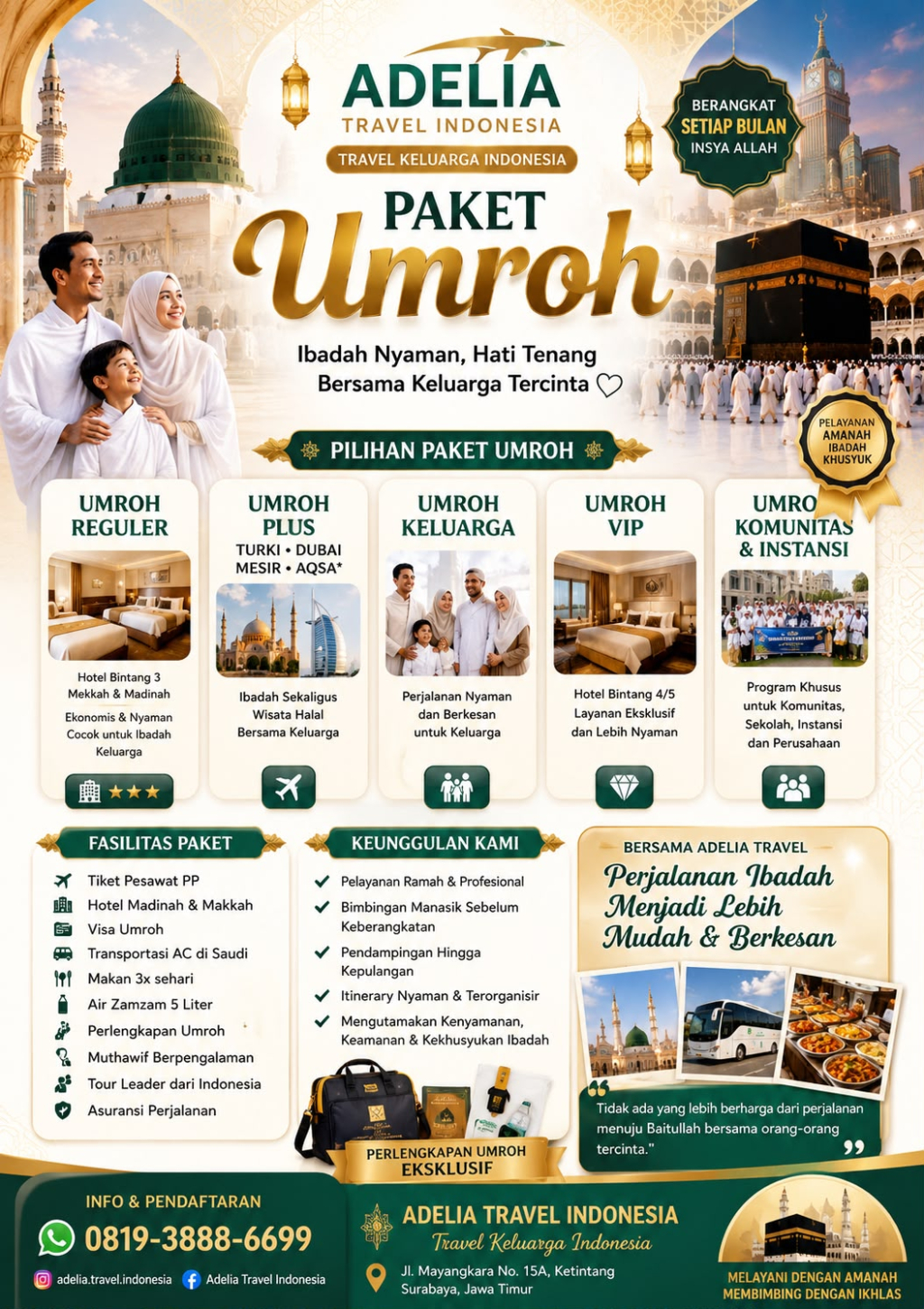 Adelia Travel Indonesia Hadirkan Paket Umroh Lengkap, Utamakan Kenyamanan dan Pendampingan Jamaah