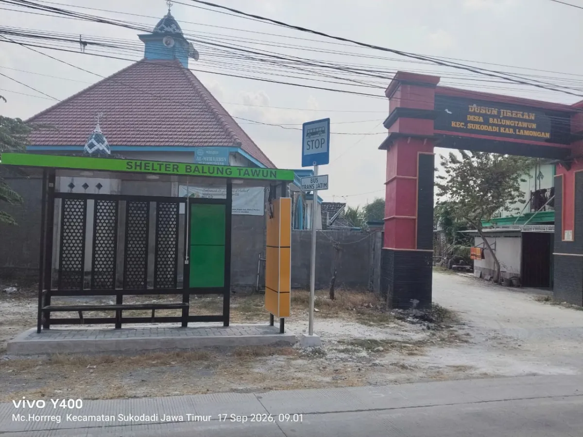Penempatan Shelter Bus Trans Jatim di Balongtawun Sukodadi Disorot Warga