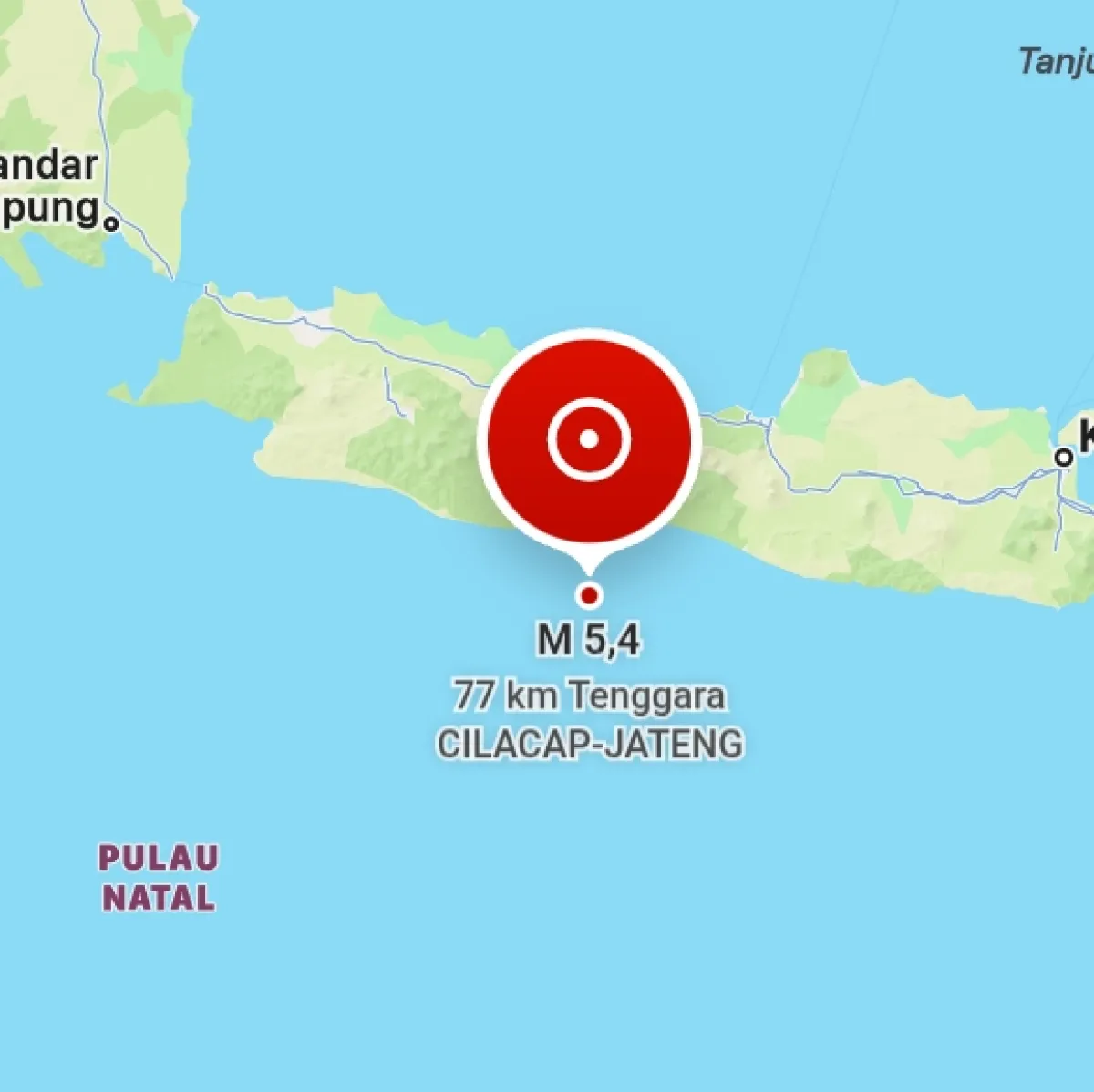 Gempa 5,3 Skala Righter Guncang Selatan Cilacap  BMKG: Tidak Berpotensi Tsunami