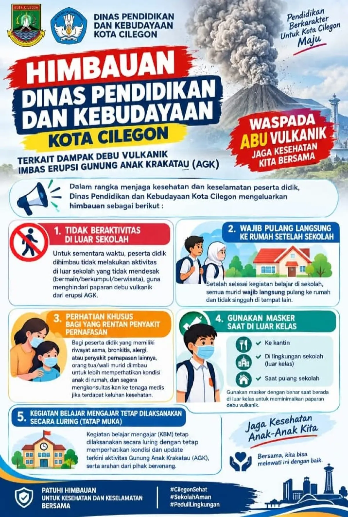 Gunung Anak Krakatau Erupsi, Dindikbud Cilegon Keluarkan Imbauan