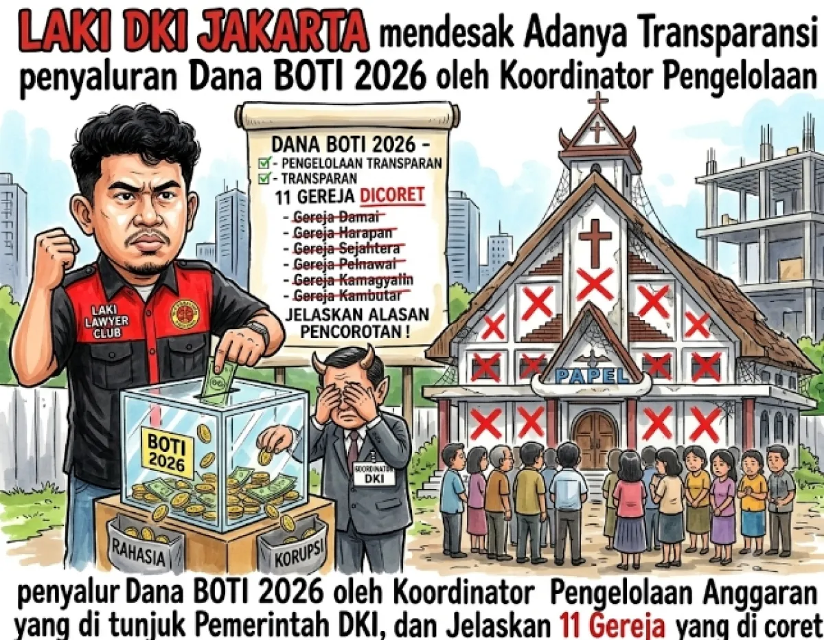 Diduga Ada Konflik Kepentingan, 11 Gereja Dicoret dari Penerima Hibah BOTI DKI 2026, LAKI Desak Transparansi
